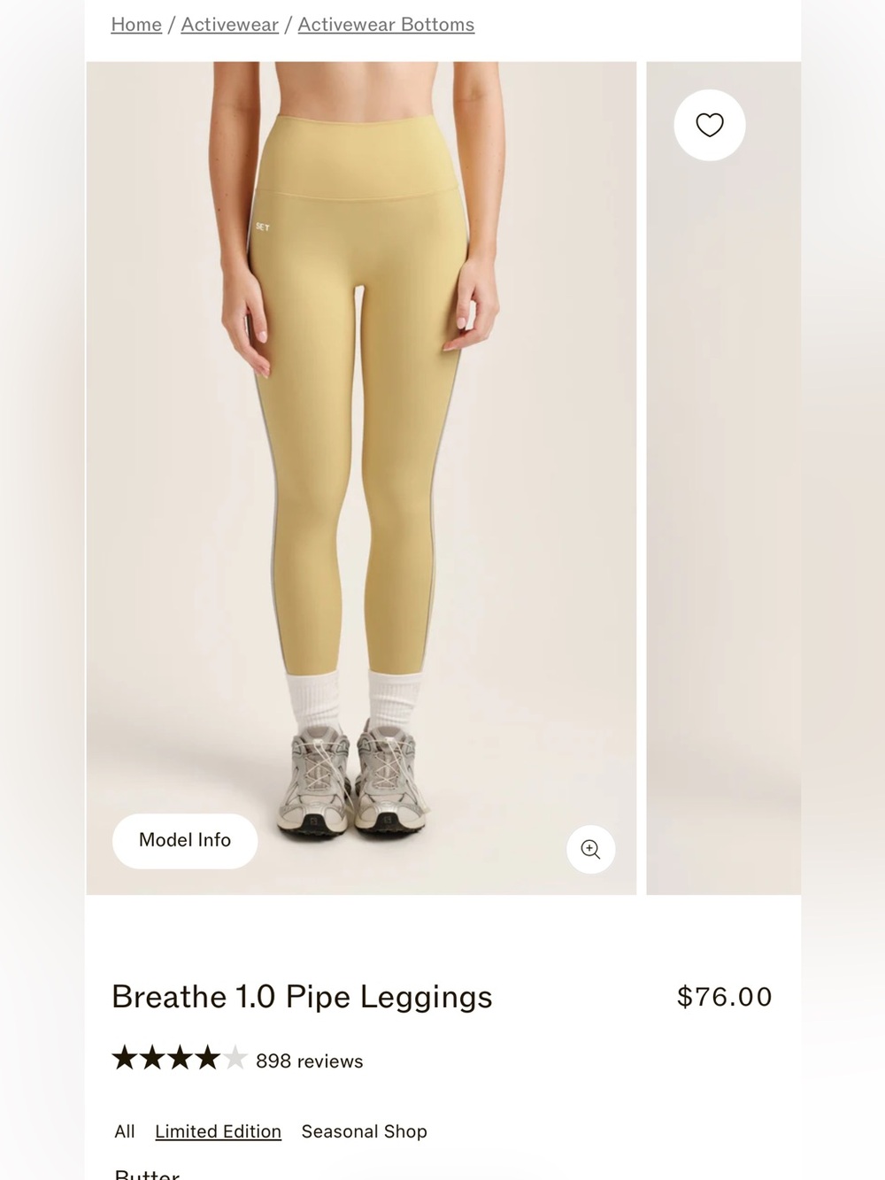 SET Active Breathe 1.0 Pipe Leggings in Butter